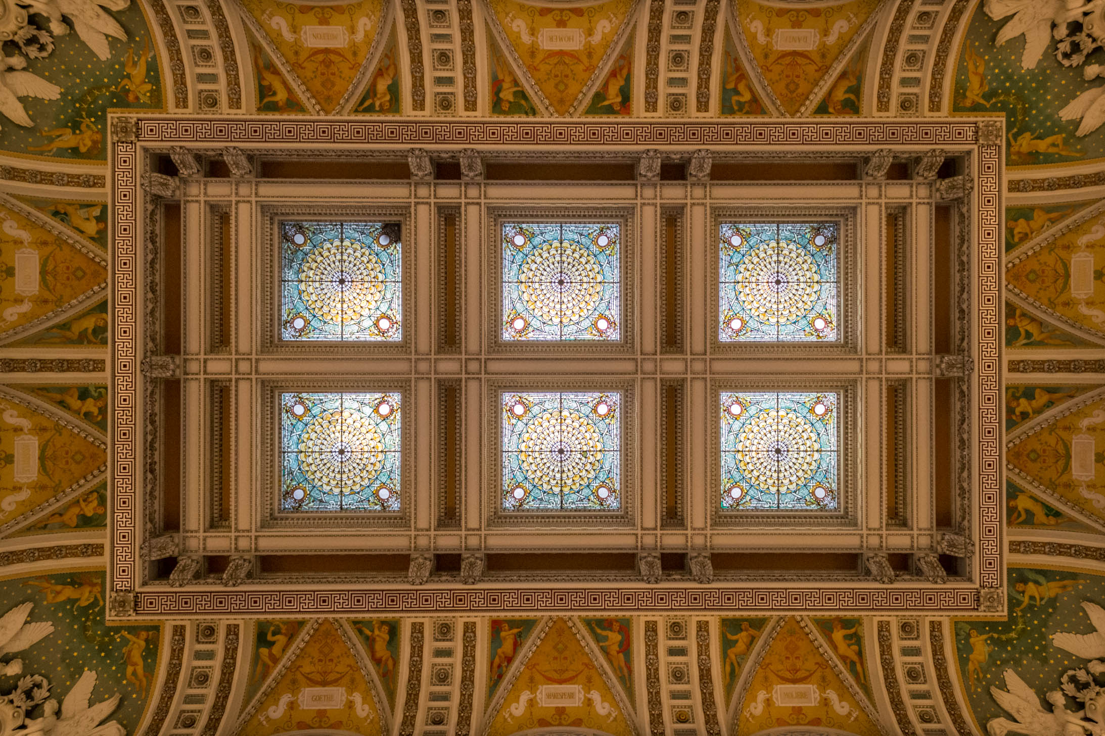 Le plafond du hall principal de la Bibliothèque du Congrès