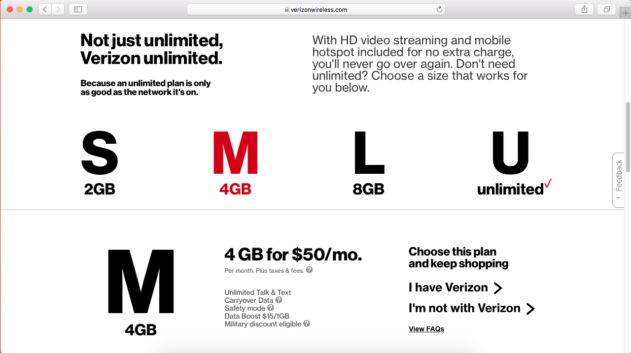 Des offres alternatives chez Verizon. L'équivalent à celle de T-Mobile est à 80$/mois
