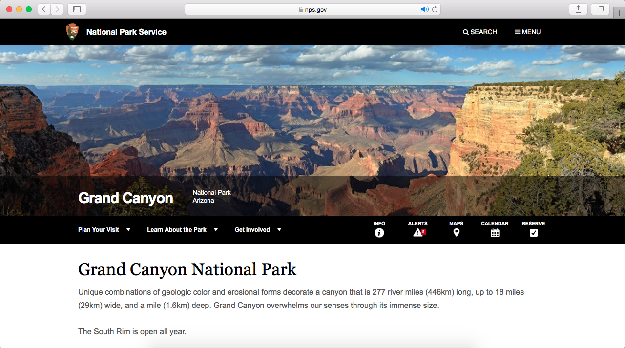 Site gouvernemental du National Park Service sur lequel vous trouverez plein d'informations