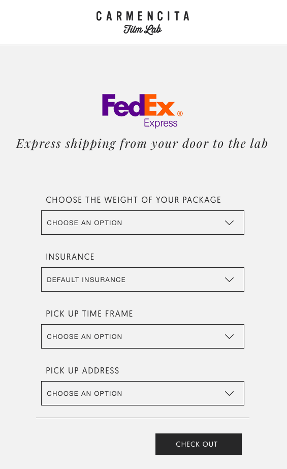 Formulaire pour l'enlèvement des négatifs par FedEx