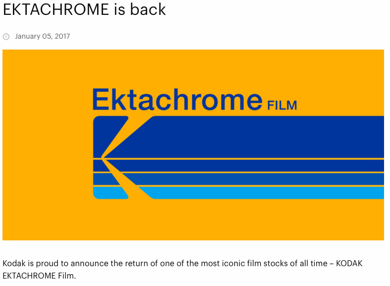 Annonce du retour du Kodak Ektachrome Film